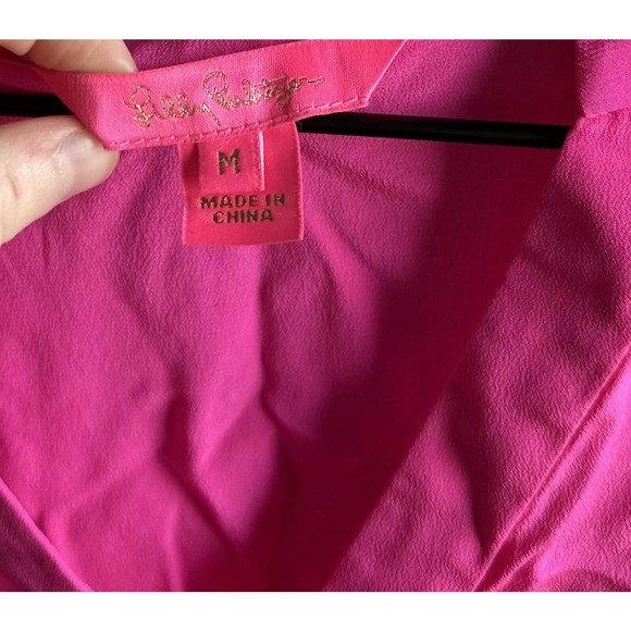 Lilly Pulitzer Pink Smocked Blouse Medium EUC - Picture 6 of 8
